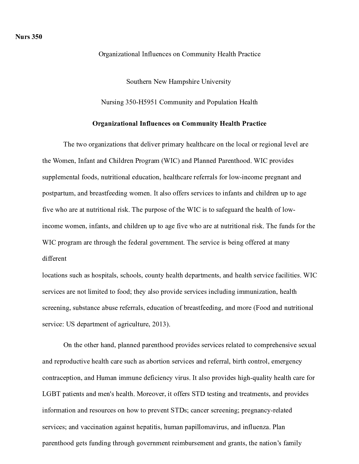 Preview image for Comunity Health Practice.docx    Nurs 350  Organizational Influences on Community Health P